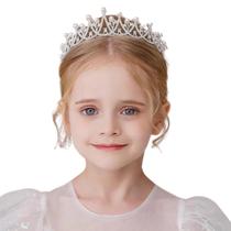 Coroa Tiara Prateado Debutante Noiva Alto Luxo Strass Pérola