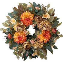 Coroa WANNA-CUL Spring Fall 61 cm com hortênsia, peônia e dália