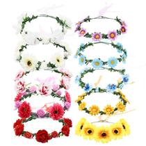 Coroas de flores Lawie Boho Sunflower Daisy Rose, pacote com 10