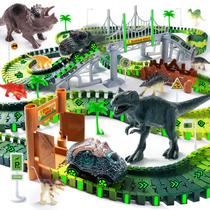 Coroiesty Conjunto de Pista de Corrida de Dinossauros que Brilha no Escuro 268 Peças Coroiesty Conjunto de Pista de Corrida de Dinossauros que Brilha no Escuro 268 Peças