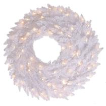Corona Navideña Vickerman de Abeto Blanco de 48" con LED Blanco Cálido Corona Navideña Vickerman de Abeto Blanco de 48" con LED Blanco Cálido