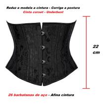 Corpete Corset Corselet Cinta Underbust Aço Preto M539