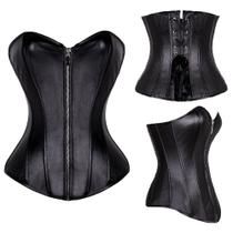 Corpete Corset Corselet Modelador Cintura Zíper Material Sintético Preto M171