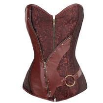 Corpete Corset Corselet Redutor Medieval Country Poliéster Couro Marrom