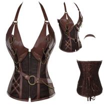 Corpete Corset Corselet Redutor Medieval Country Polyester Couro Cores