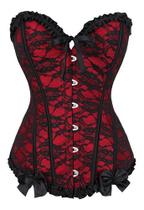 Corpete Corset Espartilho Cinta Modela Cintura Floral Red