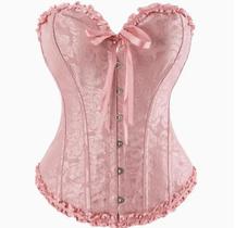 Corpete Corset Espartilho Cinta Modela Cintura Floral Rose