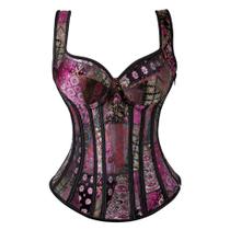 Corpete Corset Espartilho Overbust Cores Alça Zíper Vintage Corpete Corset Espartilho Overbust Cores Alça Zíper Vintage