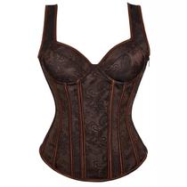 Corpete Corset Espartilho Overbust Cores Alça Zíper Vintage