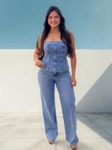 Corpete Cropped Feminino Jeans Claro Crisconf Corpete Cropped Feminino Jeans Claro Crisconf