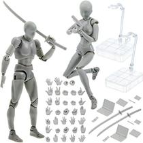 Corpo Kun e Corpo Chan Dx Conjunto, Cinza Desenho Figuras de Ação Feminino e Masculino PVC Desenho Boneca Modelo Figura Corpo Humano com Articulações para Artistas - Yookeer
