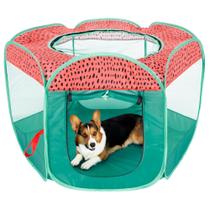 Corral portátil para perros y carpa para gatos Furhaven verde y rosa grande Corral portátil para perros y carpa para gatos Furhaven verde y rosa grande