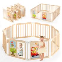 Corralito plegable de madera BlueWood para bebés, 8 paneles