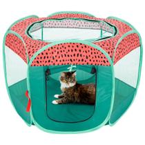 Corralito portátil para perros y tienda para gatos Furhaven verde y rosa pequeño Corralito portátil para perros y tienda para gatos Furhaven verde y rosa pequeño