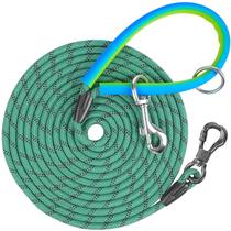 Correa para Perro NTR Larga de 15m con Cuerda a Cuadros y 2 Ganchos Giratorios en Color Verde Azulado Correa para Perro NTR Larga de 15m con Cuerda a Cuadros y 2 Ganchos Giratorios en Color Verde Azulado