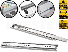 Corrediças Telescópica Para Gaveta C/ Abertura 40cm Par 30kg