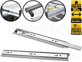 Corrediças Telescópica Para Gaveta C/ Abertura 45cm Par 30kg