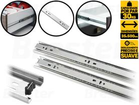 Corrediças Telescópica Para Gaveta C/ Abertura 50cm Par 30kg