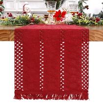 Corredor de mesa Alynsehom Macrame Christmas Red Cotton 30x180cm