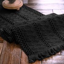 Corredor de mesa Alynsehom Macrame de algodão preto puro 30x275cm