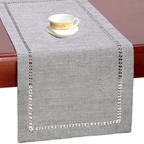 Corredor de mesa ARKSU Hemstitch poliéster bege 30x180cm