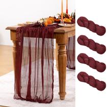 Corredor de mesa DeZerlor, pacote com 4, gaze cor de vinho, 89x305 cm