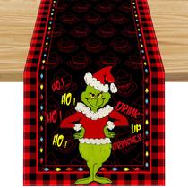 Corredor de mesa FARMNALL Linen Christmas, 305 cm de comprimento, Feliz Natal