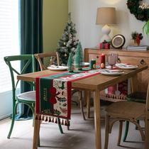 Corredor de mesa festivo de Natal com laço e rena 180x35cm Corredor de mesa festivo de Natal com laço e rena 180x35cm