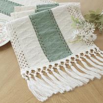 Corredor de mesa FEXIA Sage Green 183 cm de comprimento com borlas Boho Macrame