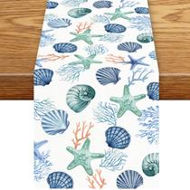 Corredor de mesa SHADIORA Coastal Rustic Farmhouse 33x182cm azul Corredor de mesa SHADIORA Coastal Rustic Farmhouse 33x182cm azul