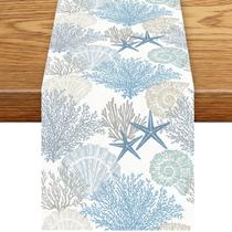 Corredor de mesa SHADIORA Summer Nautical Blue Coastal 33x274cm