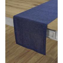 Corredor de mesa Solino Home Athena 100% puro de linho 36x275cm azul marinho