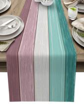 Corredor de mesa Vandarllin Aqua Green Roxo Algodão Linho 180x33cm