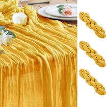 Corredor de mesa Wokceer Cheesecloth, pacote com 3, 89x305 cm, dourado Corredor de mesa Wokceer Cheesecloth, pacote com 3, 89x305 cm, dourado