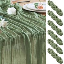 Corredor de mesa Wokceer Cheesecloth, pacote com 6, 89x305cm Sage