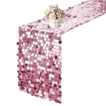 Corredor de mesa Yblut 30x274cm Rosa Big Sequin Glitter