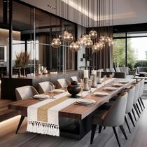 Corredor de mesa yuboo Boho 274 cm de comprimento, macramê, marrom e algodão