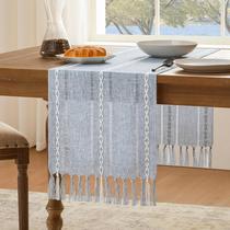 Corredor de mesa YZJZEDS costurado na bainha azul 33x229cm