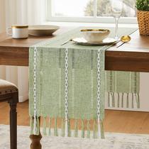 Corredor de mesa YZJZEDS Harmhouse costurado com bainha verde sálvia 33x152cm
