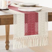 Corredor de mesa ZeeMart, estilo macramê, bicolor, 36x150cm, rosa empoeirada/marfim Corredor de mesa ZeeMart, estilo macramê, bicolor, 36x150cm, rosa empoeirada/marfim