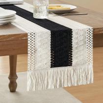 Corredor de mesa ZeeMart Macrame Style bicolor 30x275cm preto/marfim Corredor de mesa ZeeMart Macrame Style bicolor 30x275cm preto/marfim