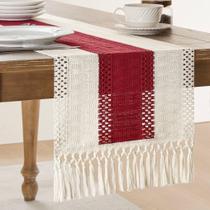Corredor de mesa ZeeMart Macrame Style bicolor 35x150cm vermelho/marfim