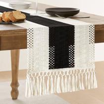 Corredor de mesa ZeeMart Macrame Style bicolor 35x275cm preto/marfim Corredor de mesa ZeeMart Macrame Style bicolor 35x275cm preto/marfim