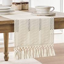 Corredor de mesa ZeeMart Macrame Style Boho 230 cm de algodão marfim