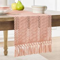 Corredor de mesa ZeeMart Macrame Style Boho 230 cm de algodão rosa