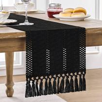 Corredor de mesa ZeeMart Macrame Style Boho 230cm preto