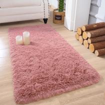 Corredor Runner Chicrug Suave de Peluche Esponjoso 60x120cm Rosa para Dormitorio