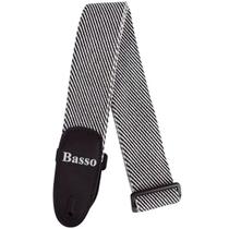 Correia Alça Basso Ex-03 Tweed Branco Preto Violão Guitarra