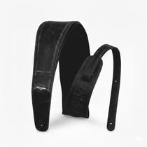 Correia Alça Resistente Em Couro Fóssil Preta Para Contra Baixo 11cm
