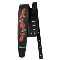 Correia Basso VT FL 01 Sintético Floral preto Para Guitarra Violão Baixo 7cm